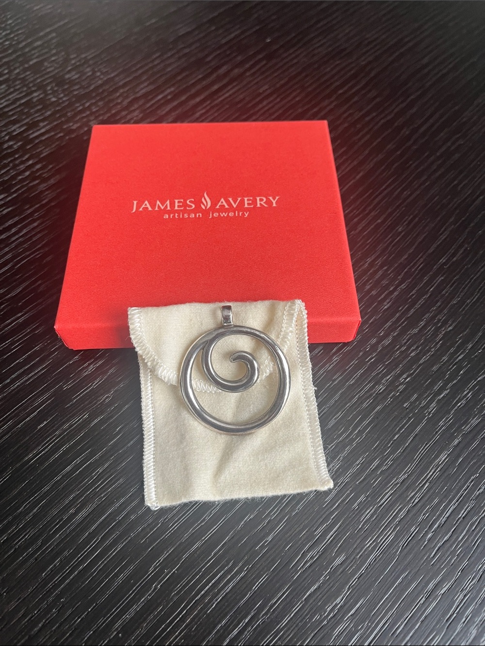 James Avery Retired Sterling Silver Spiral Pendant with Red Gift Box